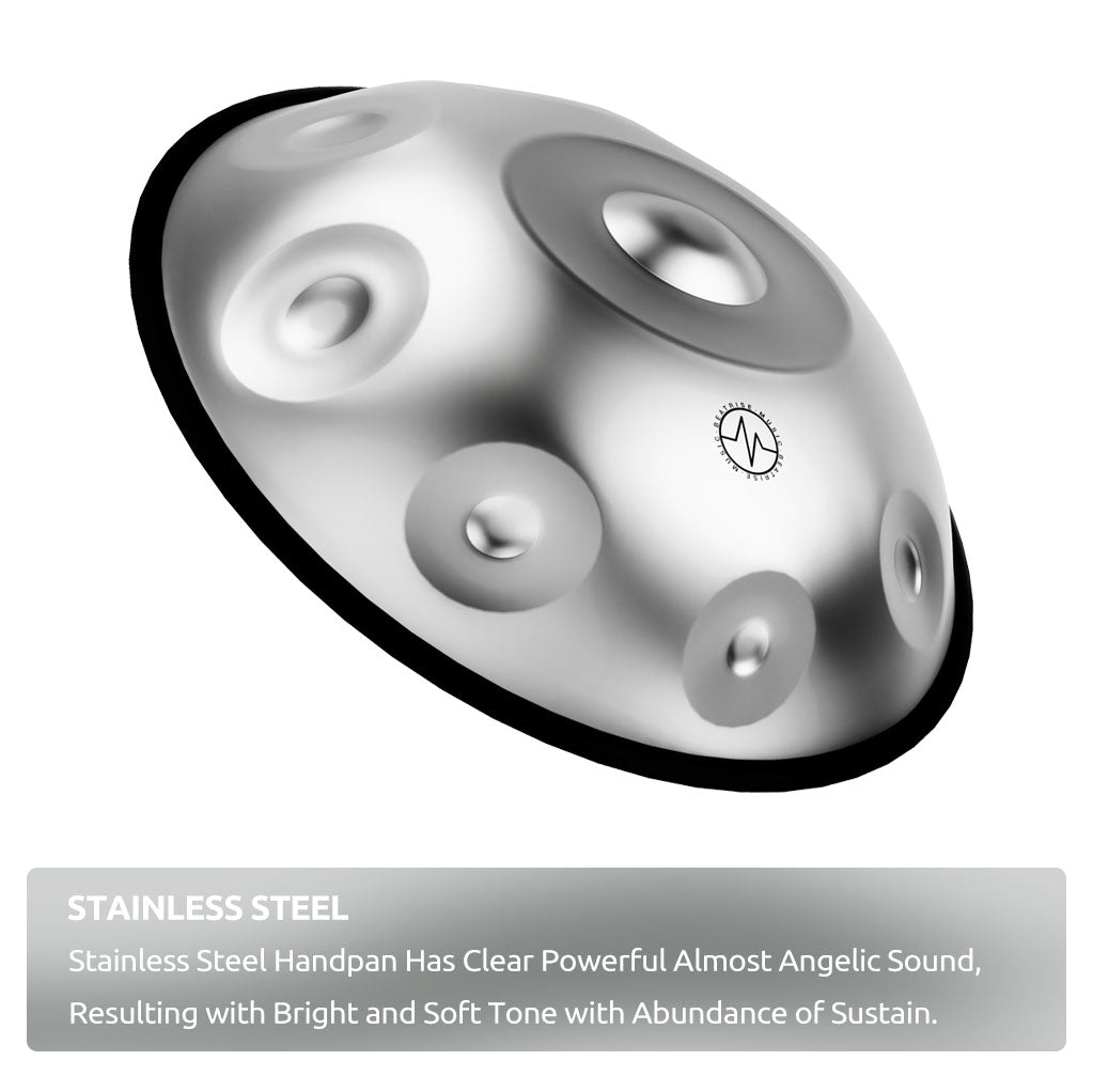 BeatRise 「StartSonic」Series - D Kurd 9 - 432Hz - Stainless Steel Handpan - Silver (Pre-order) - BeatRise Music
