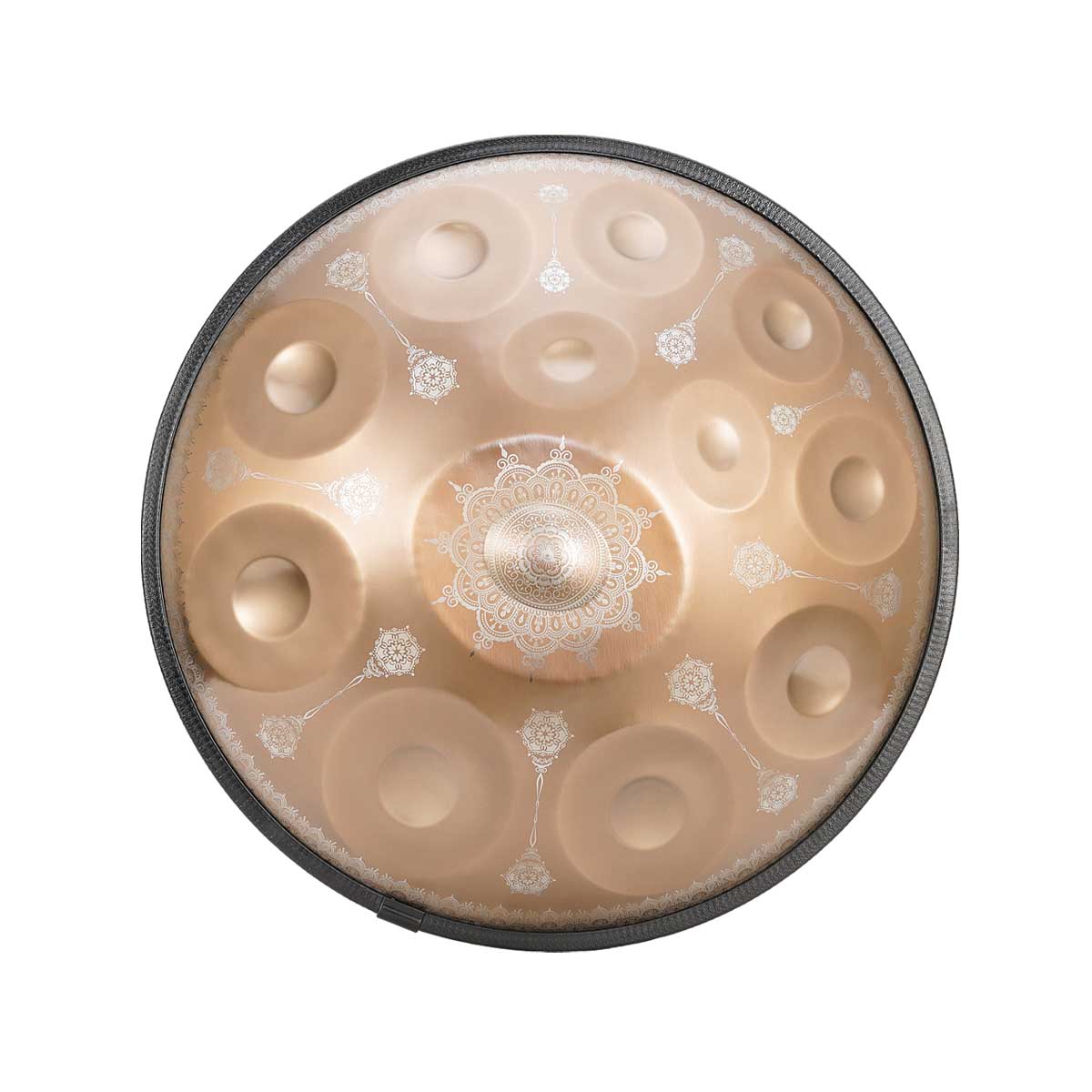 BeatRise 「LiteSonic」Series - D Kurd 9/10/12 - 440 Hz - Stainless Steel Handpan - Gold Datura (Pre-order) - BeatRise Music