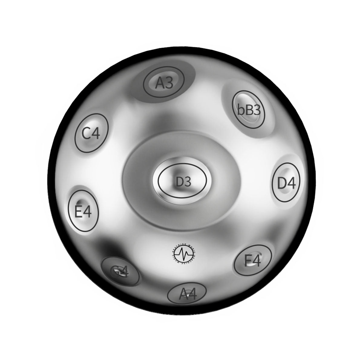 BeatRise 「StartSonic」Series - D Kurd 9 - 432Hz - Stainless Steel Handpan - Silver (Pre-order) - BeatRise Music