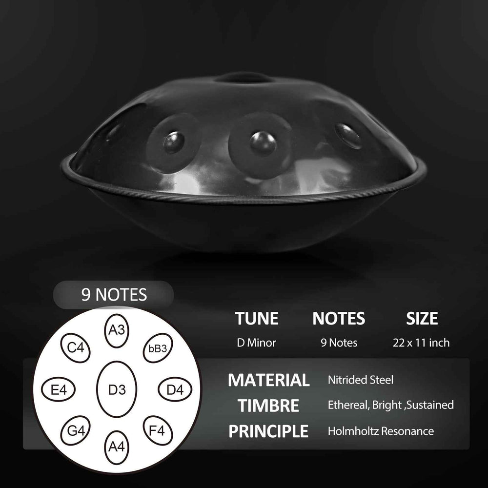BeatRise「NitroSonic」Series - D Kurd 9  - Nitrided Steel Handpan - Space Grey - BeatRise Music