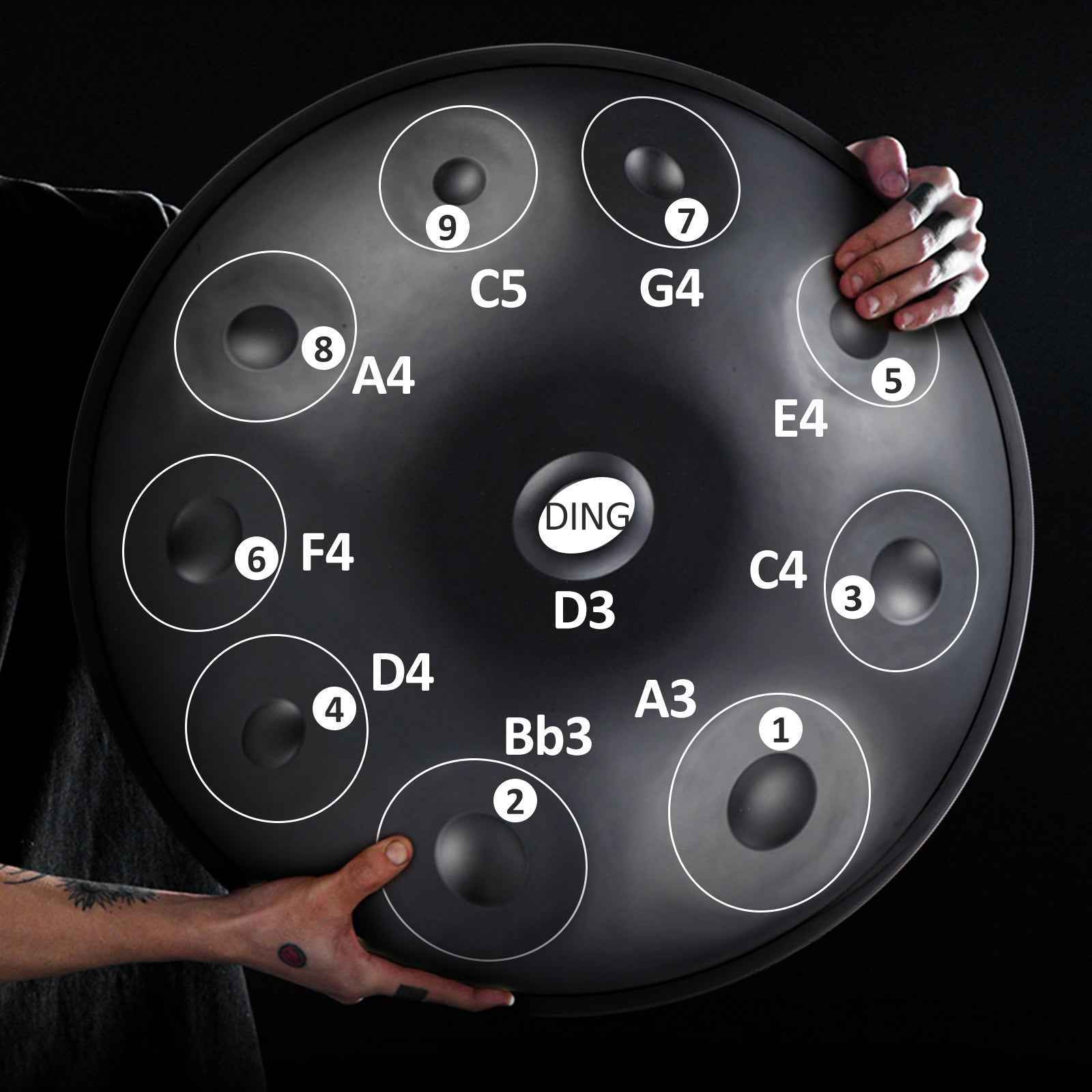 BeatRise「NitroSonic」Series - D Kurd 10 - Nitrided Steel Handpan - Space Grey - BeatRise Music