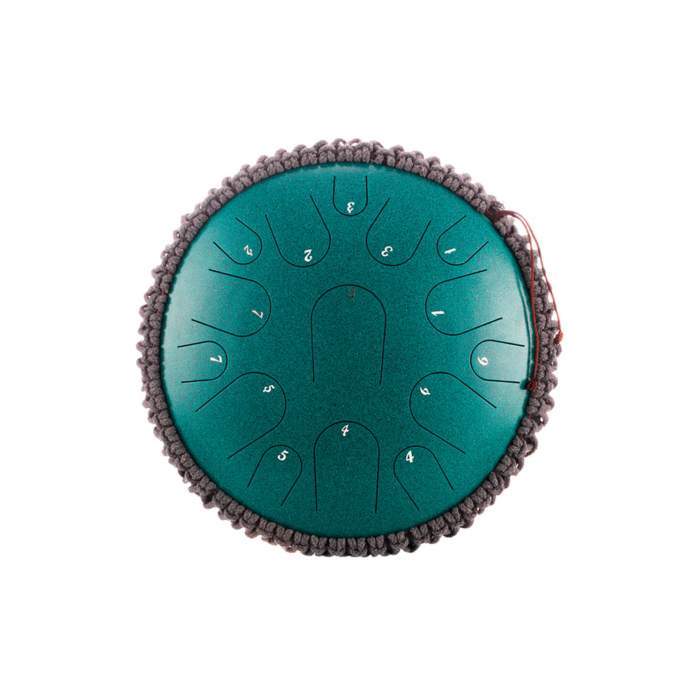 BeatRise 13 Inch 15 Notes Steel Tongue Drum in Key D Major (Emerald Green)