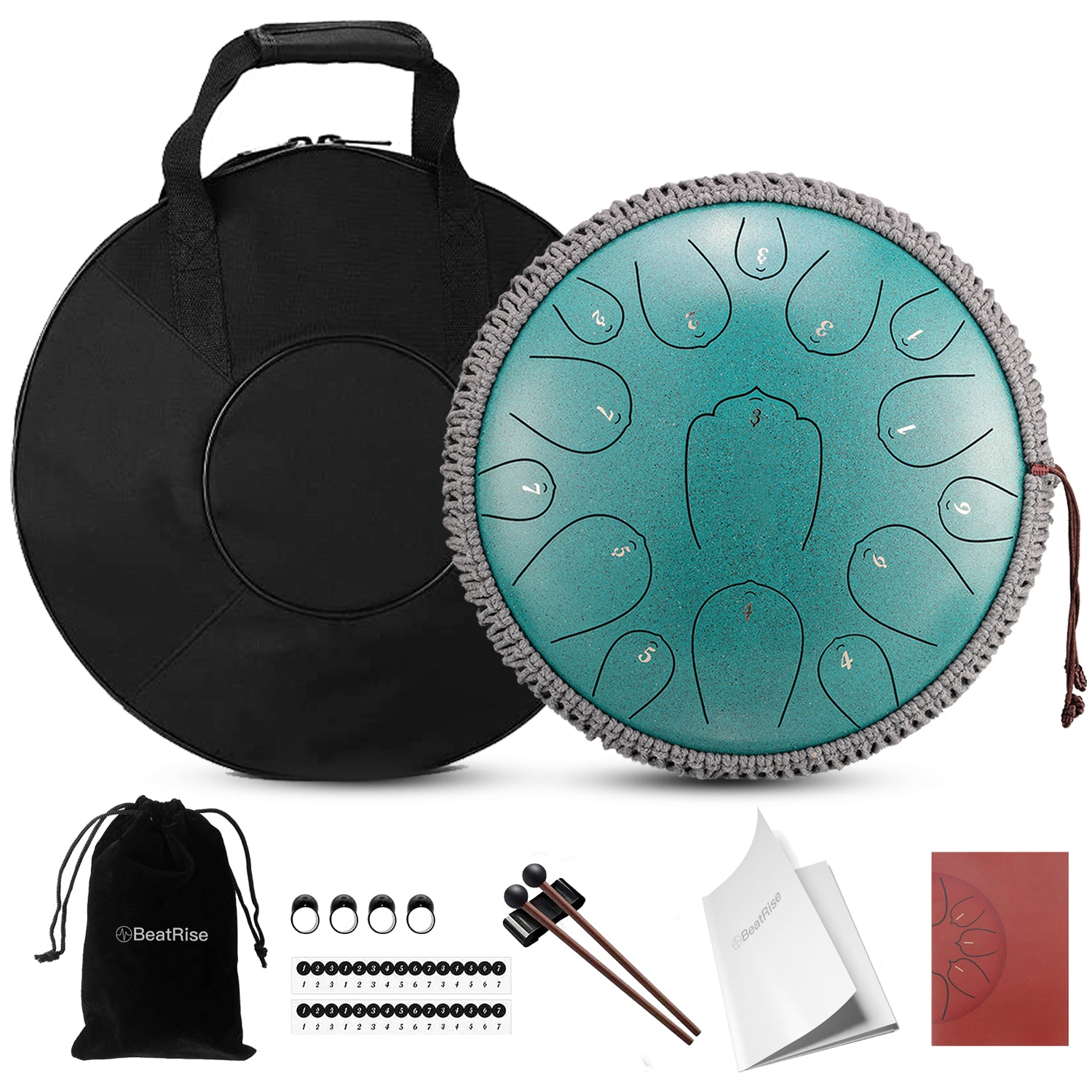 BeatRise 「Lotus X」 Series - 14 Inch 15 Notes - Carbon Steel - Tongue Drum (D Major)