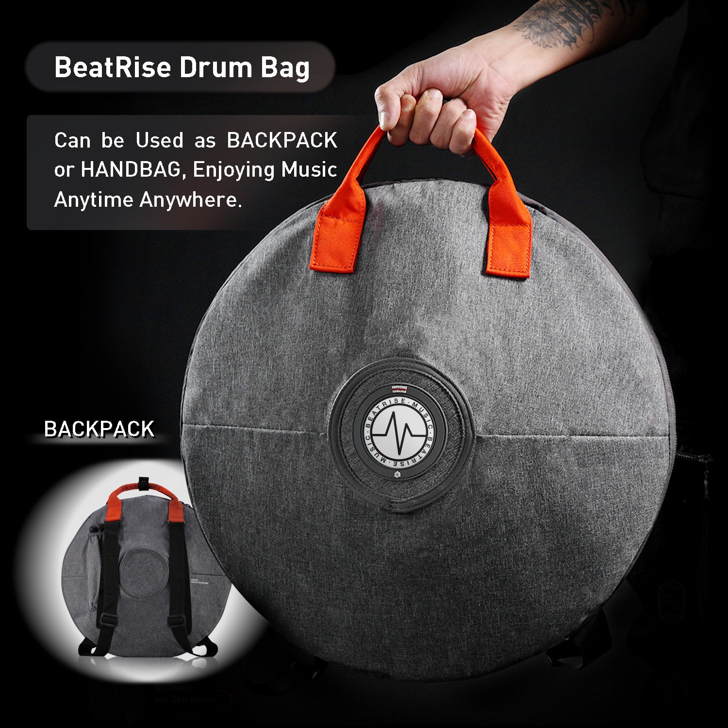 Black 15 Notes 14 Inches Steel Tongue Drum Healing Drum Wide Range Steel  Drum with Carrying Bag & Mallets