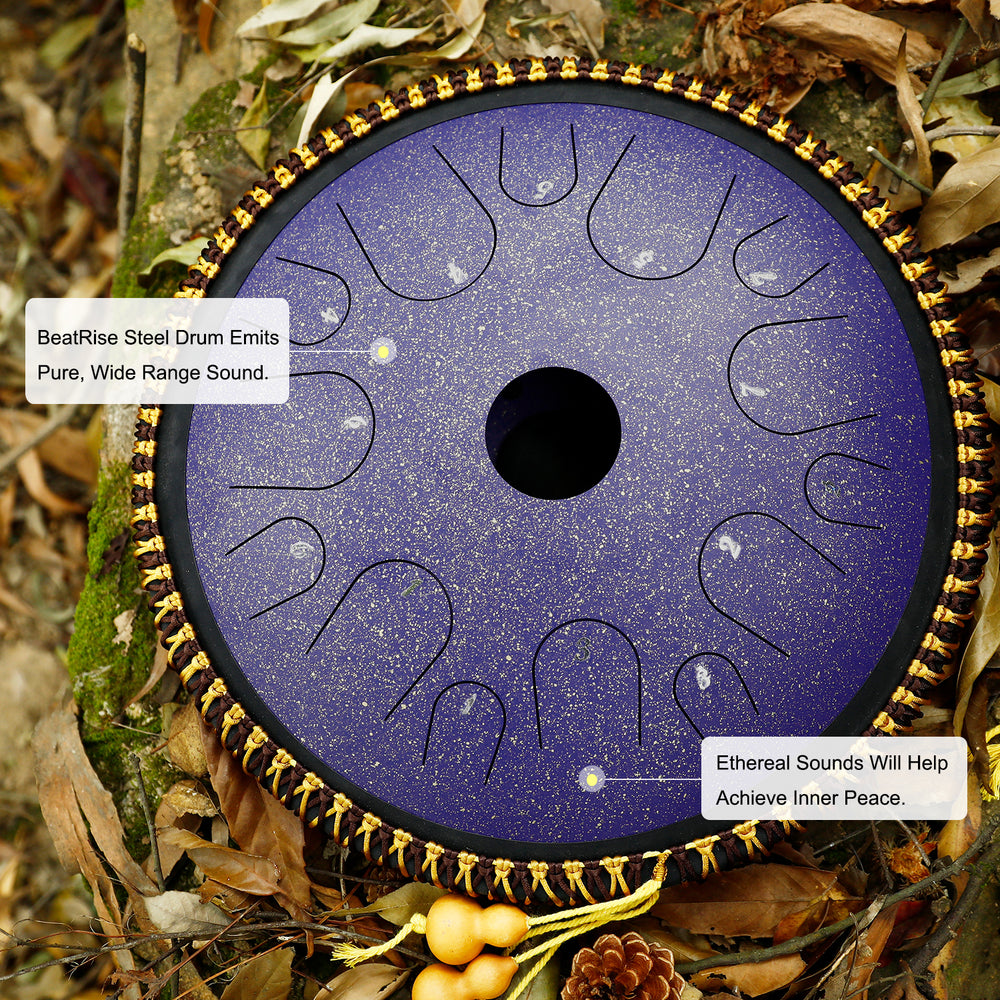BeatRise 14 Inch 14 Notes Steel Tongue Drum in Key C Major (Speckled Purple)